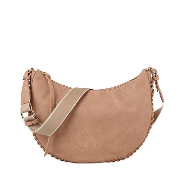 Braided Detail Half Moon Hobo Crossbody Bag