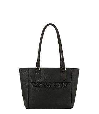 Cute Braided Leather Point Detail Tote Bag