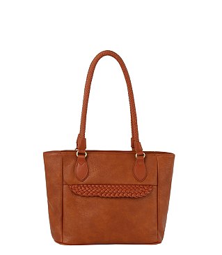 Cute Braided Leather Point Detail Tote Bag