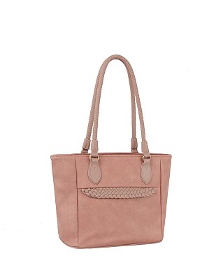 Cute Braided Leather Point Detail Tote Bag