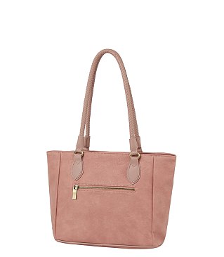 Cute Braided Leather Point Detail Tote Bag