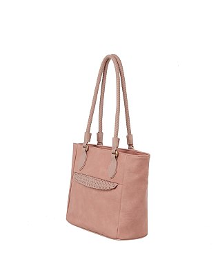 Cute Braided Leather Point Detail Tote Bag