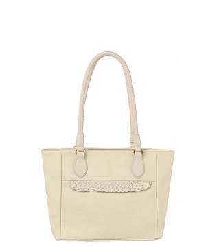 Cute Braided Leather Point Detail Tote Bag