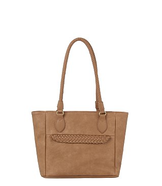 Cute Braided Leather Point Detail Tote Bag