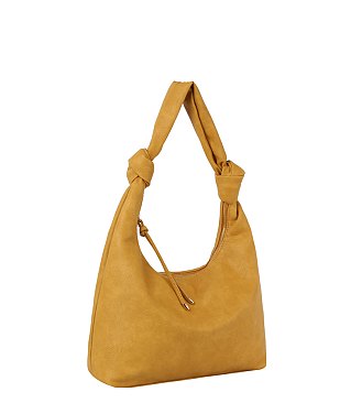 Knotted Handle Detail Hobo Shoulder Handbag