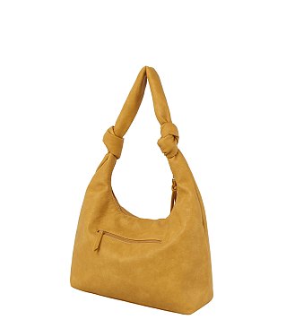 Knotted Handle Detail Hobo Shoulder Handbag