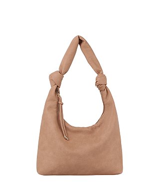 Knotted Handle Detail Hobo Shoulder Handbag