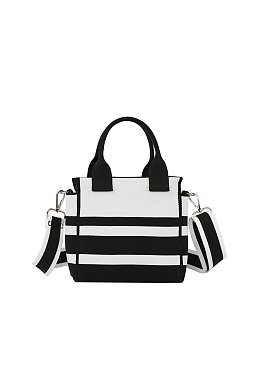 Stripe Canvas Tote Satchel