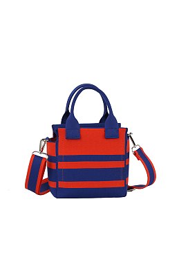 Stripe Canvas Tote Satchel