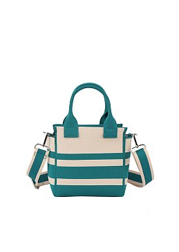 Stripe Canvas Tote Satchel