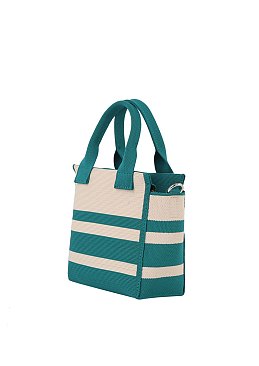 Stripe Canvas Tote Satchel