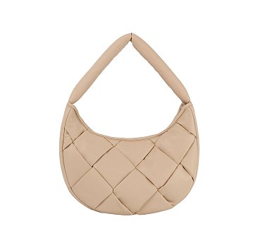 Eco stitch Puffy Woven Hobo Shoulder Bag