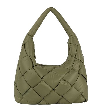 Soft Puffy Woven Shoulder Bag Hobo