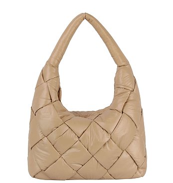 Soft Puffy Woven Shoulder Bag Hobo