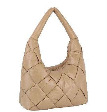 Soft Puffy Woven Shoulder Bag Hobo