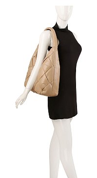 Soft Puffy Woven Shoulder Bag Hobo