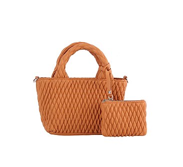 Puffy Quilted 2-in-1 Top Handle Satchel