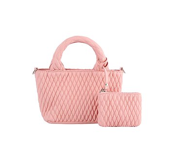 Puffy Quilted 2-in-1 Top Handle Satchel