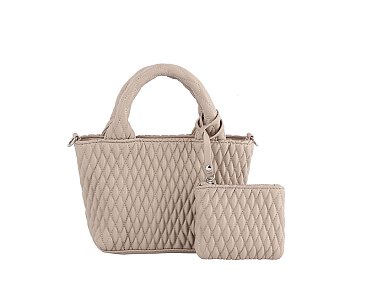 Puffy Quilted 2-in-1 Top Handle Satchel