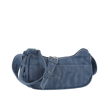 Denim Canvas Messenger Crossbody Bag