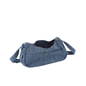 Denim Canvas Messenger Crossbody Bag