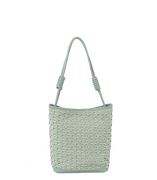 2 In 1 Pattern Woven Tote With Matching Pouch