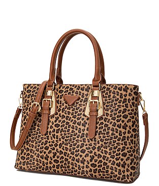 Leopard Buckle Top Handle Satchel 3-in-1 Set