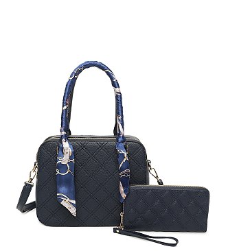 Quilted Scarf Top Handle 2-in-1 Satchel