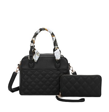 Quilted Scarf Top Handle 2-in-1 Satchel