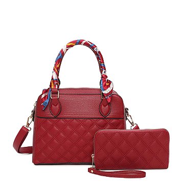 Quilted Scarf Top Handle 2-in-1 Satchel