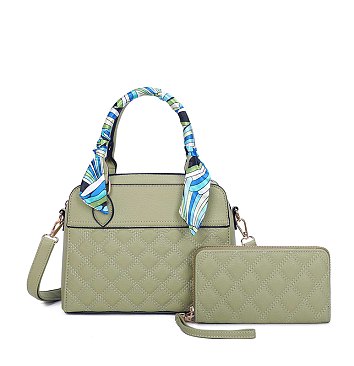 Quilted Scarf Top Handle 2-in-1 Satchel