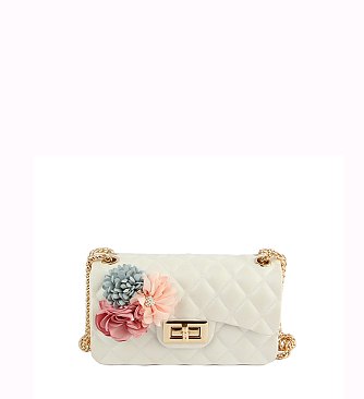 3D Flower Quilt Embossed Jelly Candy Classic Shoulder Bag