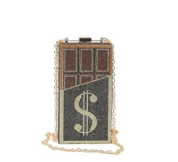 Chocolate Dollar Clutch Evening Bag