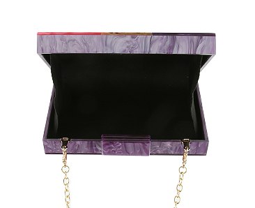 Multi Acrylic Patchwork Evening Bag Clutch