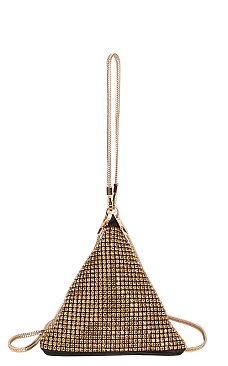 Allover Rhinestone Tetrahedron Clutch Wristlet