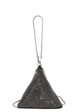 Allover Rhinestone Tetrahedron Clutch Wristlet