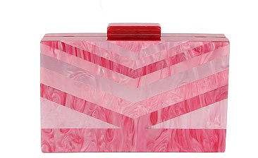 Multi Chevron Acrylic Evening Bag Clutch