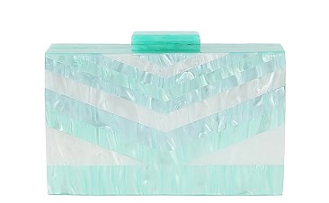 Multi Chevron Acrylic Evening Bag Clutch