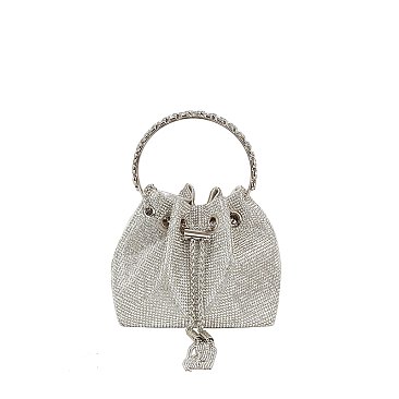 Allover Rhinestone Drawstring Satchel