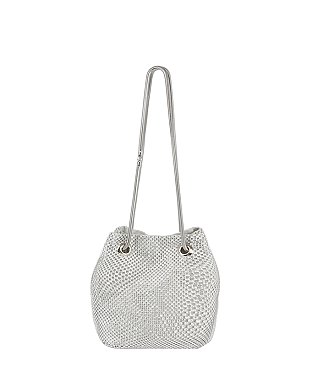 Rhinestone Mesh Bucket Shoulder Bag