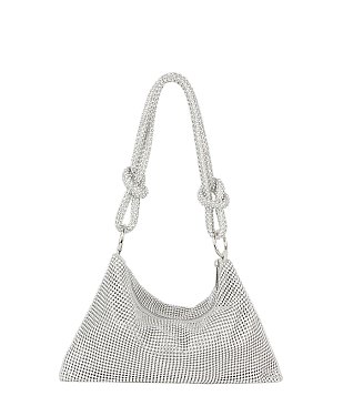 Rhinestone Metal Mesh Evening Shoulder Bag Hobo