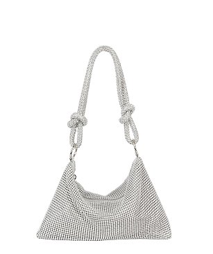 Rhinestone Metal Mesh Evening Shoulder Bag Hobo