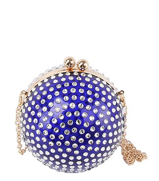 Rhinestone Ball Clutch Crossbody Bag