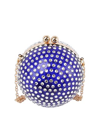 Rhinestone Ball Clutch Crossbody Bag