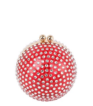 Rhinestone Ball Clutch Crossbody Bag