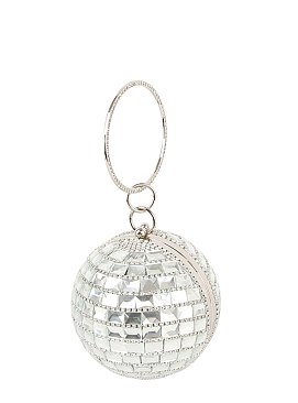 Rhinestone Mirror Ball Clutch Crossbody Bag