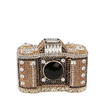 Rhinestone Camera Clutch Evening Bag