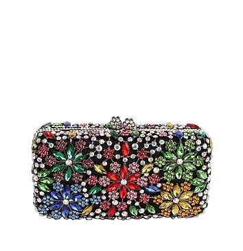 Rhinestone Crystal Flower Clutch Evening Bag