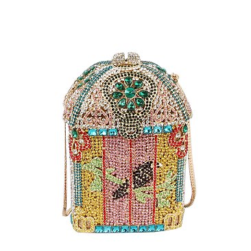 Rhinestone Bird Cage Clutch Evening Bag