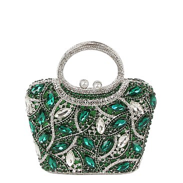 Embellished Leaf Clutch Evening Bag